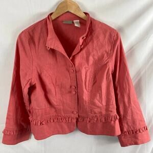 Field gear Linen Ruffle Detail Button Up Jacket Size medium
